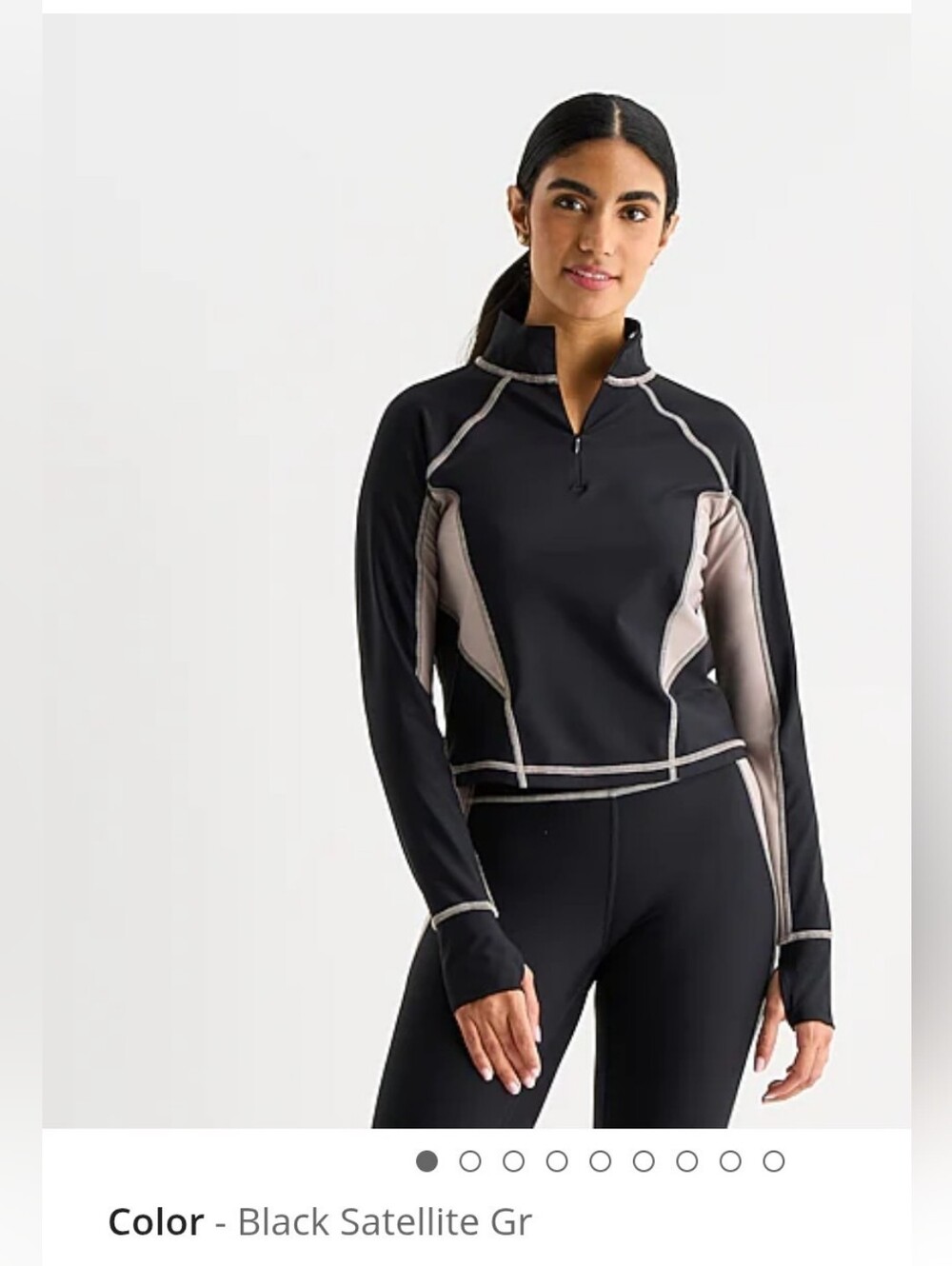 Xersion EverContour Womens Mock Neck Long Sleeve Active Quarter-Zip Black Medium